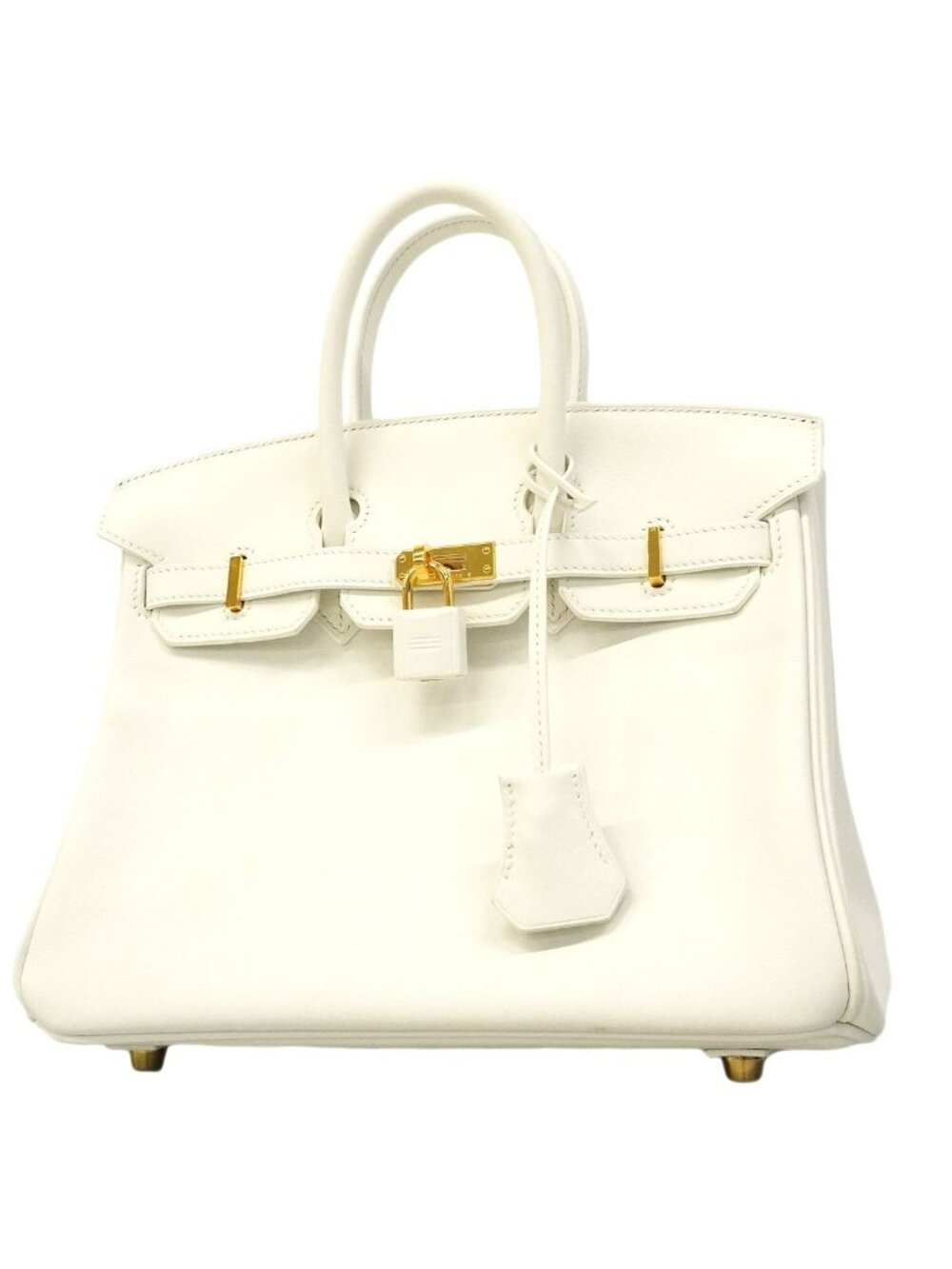 Hermes Handbag Birkin 25 Swift New White Gold